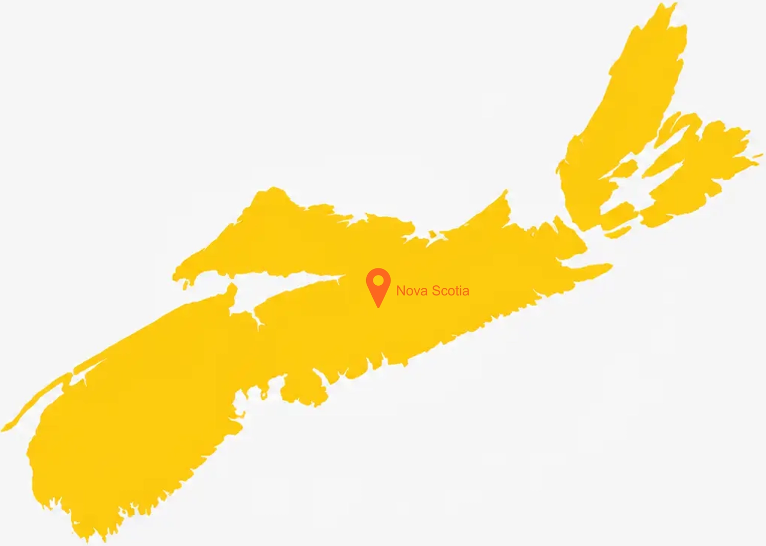 Yellow map of Nova Scotia representing Schooner Energy’s focus on conventional natural gas exploration